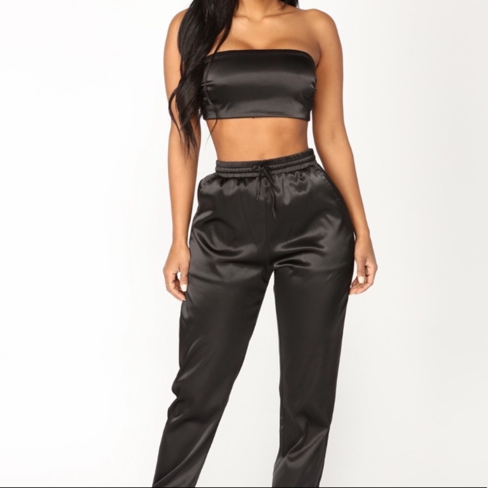 Naked wardrobe satin jogger set
